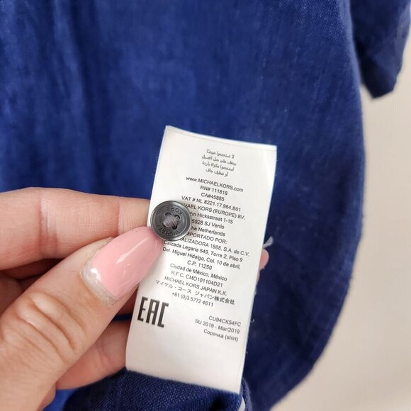 Michael Kors 100% Linen Slim Fit Button Down Shirt Sunglasses Print L - Picture 9 of 9